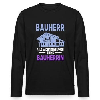Bauherr Traumhaus Eigenheim - Männer Premium Bio Langarmshirt - Schwarz - Vorne - Nico (187cm)