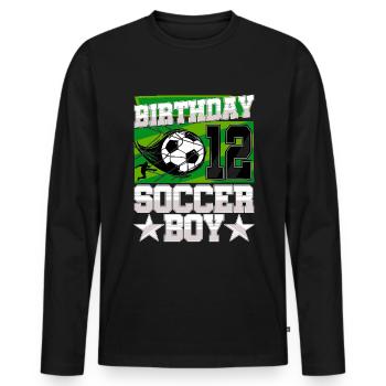 12th birthday Boy Soccer 12 Years Old Gifts - Männer Premium Bio Langarmshirt - Schwarz - Vorne - Nico (187cm)