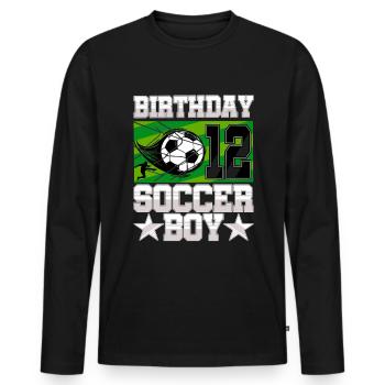 12th birthday Boy Soccer 12 Years Old Gifts - Männer Premium Bio Langarmshirt - Schwarz - Vorne - Nico (187cm)