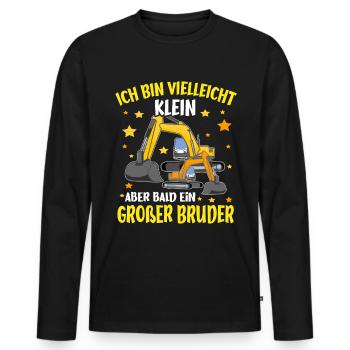 Ich bin bald ein Großer Bruder Bagger - Männer Premium Bio Langarmshirt - Schwarz - Vorne - Nico (187cm)