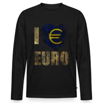 EURO I love Euro - Men's Premium Organic Long Sleeve Shirt - black - Front - Nico (187cm)