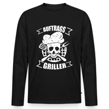 Order Griller Barbecue Gift Gift Idea - Men's Premium Organic Long Sleeve Shirt - black - Front - Nico (187cm)