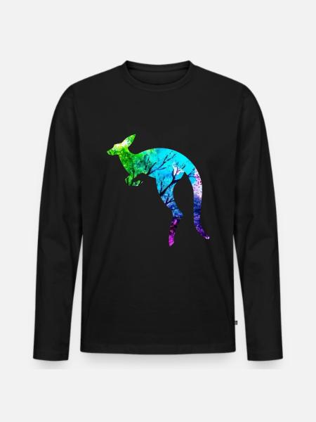 kangaroo - Men's Premium Organic Long Sleeve Shirt - black