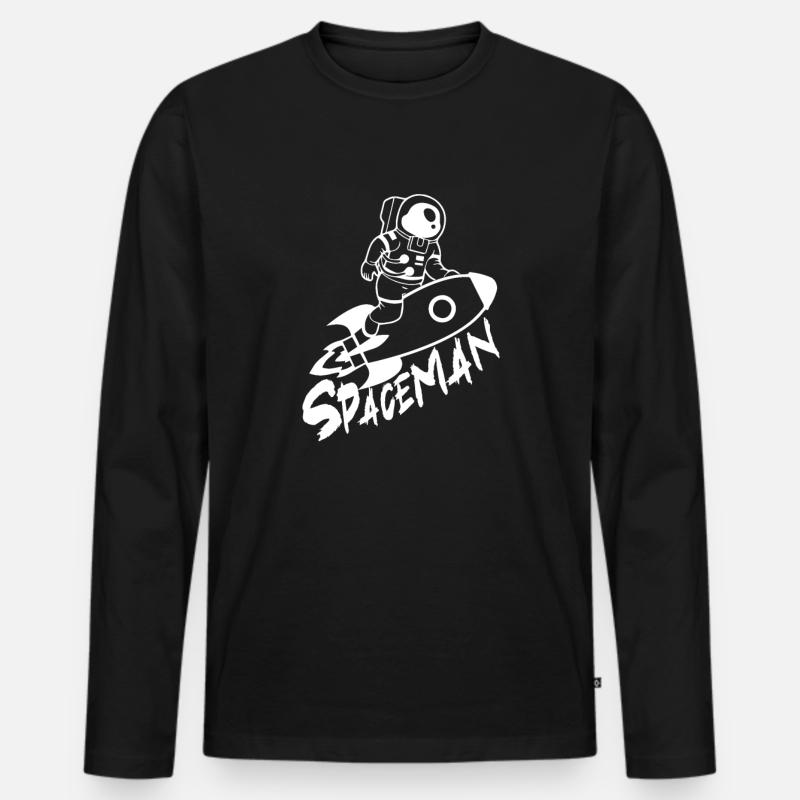 Spaceman - Männer Premium Bio Langarmshirt - Schwarz