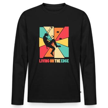 Leben am Rande Kletterwand - Männer Premium Bio Langarmshirt - Schwarz - Vorne - Nico (187cm)
