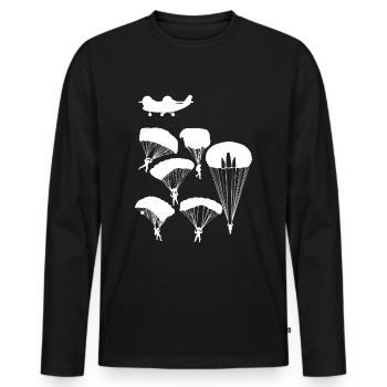 Parachutistes - T-shirt manches longues Premium bio Homme - noir - Devant - Nico (187cm)