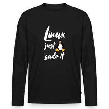Linux just sudo it - Men's Premium Organic Long Sleeve Shirt - black - Front - Nico (187cm)