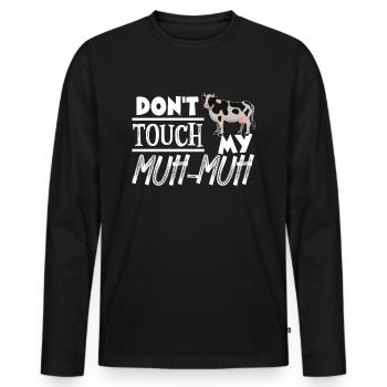 Fass mein Muh Muh nicht an - Männer Premium Bio Langarmshirt - Schwarz - Vorne - Nico (187cm)