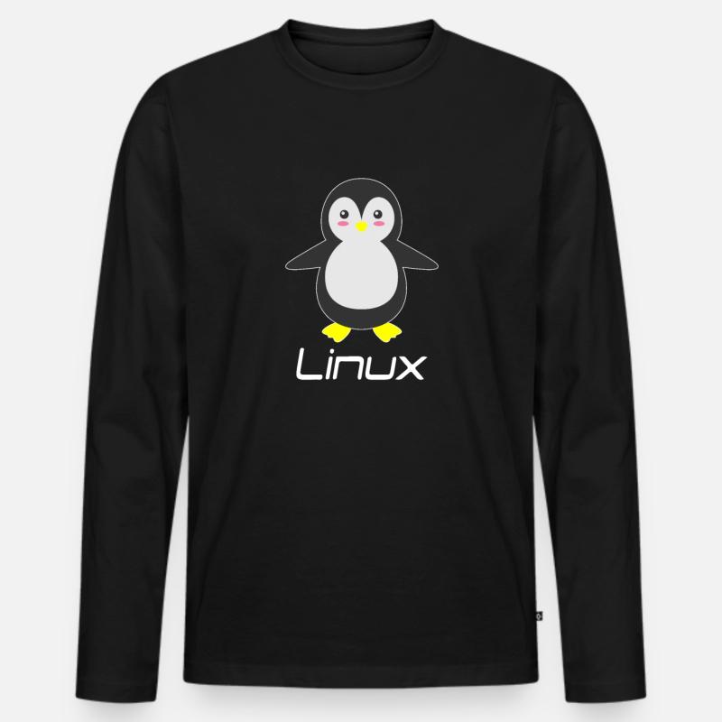 Geek Linux - Männer Premium Bio Langarmshirt - Schwarz