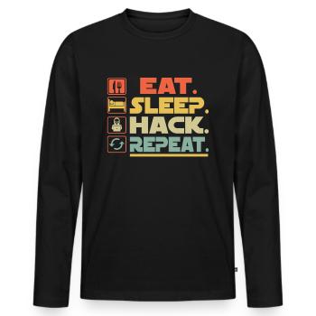 Eat Sleep Hack Repeat - Men's Premium Organic Long Sleeve Shirt - black - Front - Nico (187cm)