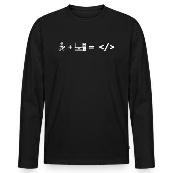 Café + ordinateur = codage - T-shirt manches longues Premium bio Homme - noir - Devant - Nico (187cm)