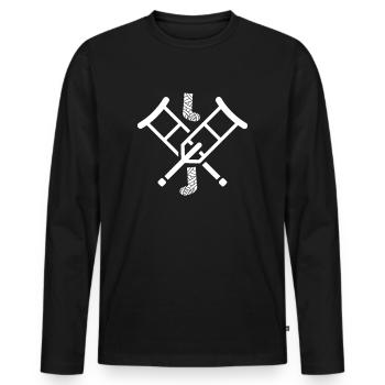 Crutches broken leg syndrome - Men's Premium Organic Long Sleeve Shirt - black - Front - Nico (187cm)