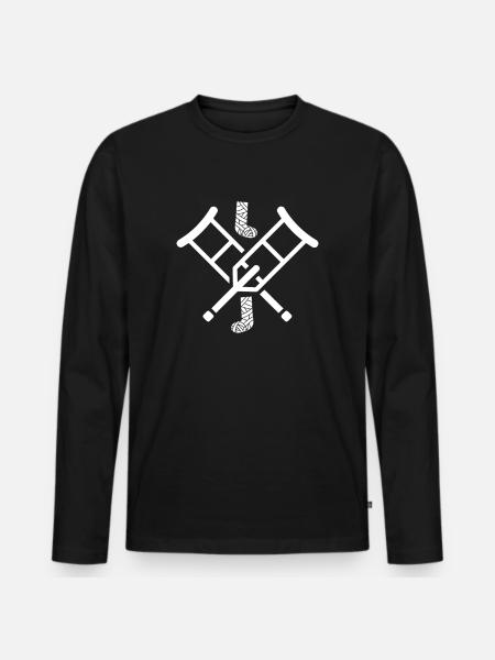 Crutches broken leg syndrome - Men's Premium Organic Long Sleeve Shirt - black