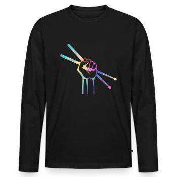Drum sticks musique de batteur basse - T-shirt manches longues Premium bio Homme - noir - Devant - Nico (187cm)