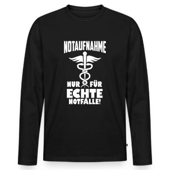 Notaufnahme Notarzt Sanitäter Notfälle - Männer Premium Bio Langarmshirt - Schwarz - Vorne - Nico (187cm)