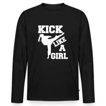 Karate Mädchen Kampfkunst Frauen - Männer Premium Bio Langarmshirt - Schwarz - Vorne - Nico (187cm)