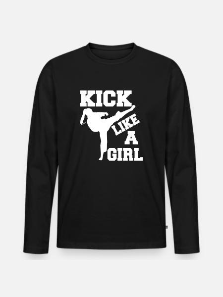 Karate Mädchen Kampfkunst Frauen - Männer Premium Bio Langarmshirt - Schwarz