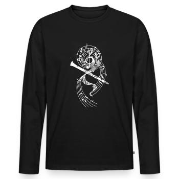 Oboe Musiker Musikinstrument Konzert - Männer Premium Bio Langarmshirt - Schwarz - Vorne - Nico (187cm)