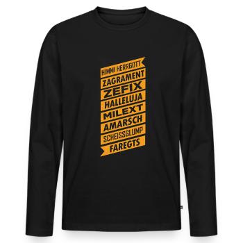 Zefix Spruch Herrgott Grantler Tracht - Männer Premium Bio Langarmshirt - Schwarz - Vorne - Nico (187cm)