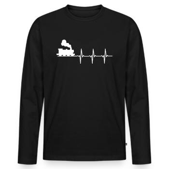 Eisenbahn Schaffner Dampflok Lok Zug - Männer Premium Bio Langarmshirt - Schwarz - Vorne - Nico (187cm)