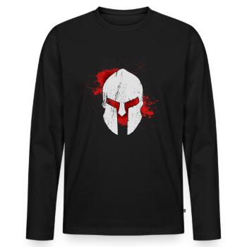 Sparta Warrior Fitness Workout Römer - Männer Premium Bio Langarmshirt - Schwarz - Vorne - Nico (187cm)