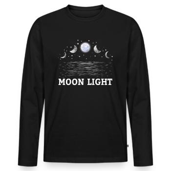 Clair de lune phases de lune astrologie lune - T-shirt manches longues Premium bio Homme - noir - Devant - Nico (187cm)