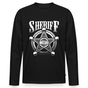 Sheriffstern Sheriff Offizier Polizei - Männer Premium Bio Langarmshirt - Schwarz - Vorne - Nico (187cm)