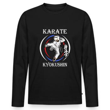 Karate Kyokushin Kickboxen Kampfkunst - Männer Premium Bio Langarmshirt - Schwarz - Vorne - Nico (187cm)