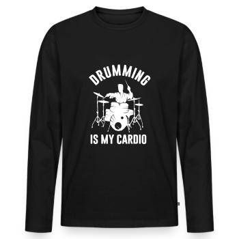 Musicien de percussion batteur pilon - T-shirt manches longues Premium bio Homme - noir - Devant - Nico (187cm)
