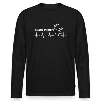 Black Forest Deer Heartbeat Swabia - Men's Premium Organic Long Sleeve Shirt - black - Front - Nico (187cm)