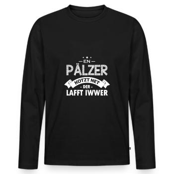 Pälzer Spruch Mundart Pfälzer Pfalz - Männer Premium Bio Langarmshirt - Schwarz - Vorne - Nico (187cm)