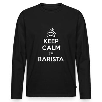Barista Coffee Caffeine Cappuccino - Men's Premium Organic Long Sleeve Shirt - black - Front - Nico (187cm)