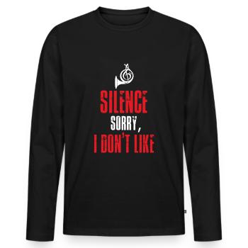 Klaxon Silence instrument à vent concert joueur de cor - T-shirt manches longues Premium bio Homme - noir - Devant - Nico (187cm)