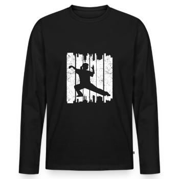 Tai Chi Schattenboxen Sportlerin Kampfsport - Männer Premium Bio Langarmshirt - Schwarz - Vorne - Nico (187cm)