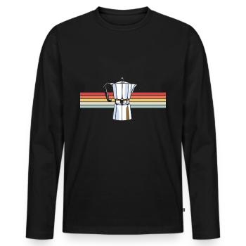 Kaffee Retro Barista Kaffeebohne Milch - Männer Premium Bio Langarmshirt - Schwarz - Vorne - Nico (187cm)