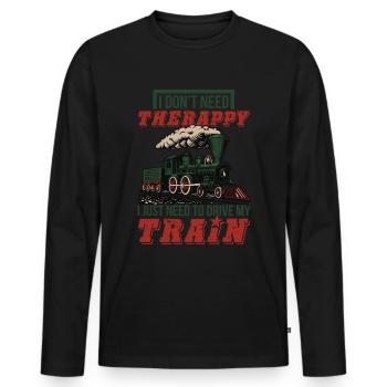 Eisenbahn Lok Dampflok Schaffner Eisenbahner - Männer Premium Bio Langarmshirt - Schwarz - Vorne - Nico (187cm)
