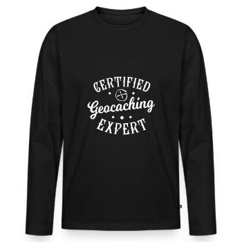 Geocaching Expert Geocacher Geocach Geo - Men's Premium Organic Long Sleeve Shirt - black - Front - Nico (187cm)