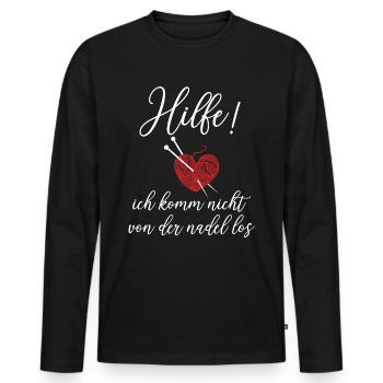Häkeln Spruch Nadel Garn Stricknadel - Männer Premium Bio Langarmshirt - Schwarz - Vorne - Nico (187cm)