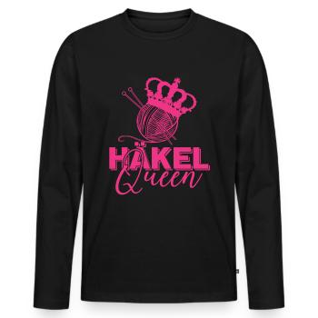 Häkel Queen Garn Stricknadel Handarbeit - Männer Premium Bio Langarmshirt - Schwarz - Vorne - Nico (187cm)
