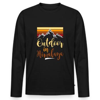 Himalaya Gebirge Wandern Tibet Nepal - Männer Premium Bio Langarmshirt - Schwarz - Vorne - Nico (187cm)