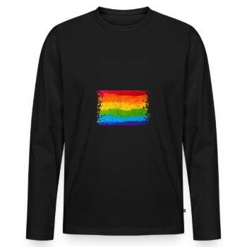 Regenbogen Flagge Love is Love - Männer Premium Bio Langarmshirt - Schwarz - Vorne - Nico (187cm)