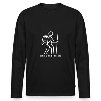 Himalaya Wandern Bergsteigen Nepal - Männer Premium Bio Langarmshirt - Schwarz - Vorne - Nico (187cm)
