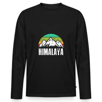 Himalaya Retro Berge Gebirge Bergsteiger - Männer Premium Bio Langarmshirt - Schwarz - Vorne - Nico (187cm)