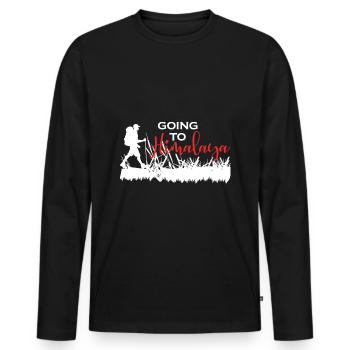 Himalaya Gebirge Wandern Nepal Berge - Männer Premium Bio Langarmshirt - Schwarz - Vorne - Nico (187cm)