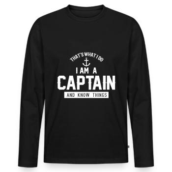 Captain Nautical Ship Anchor Boatman - Men's Premium Organic Long Sleeve Shirt - black - Front - Nico (187cm)