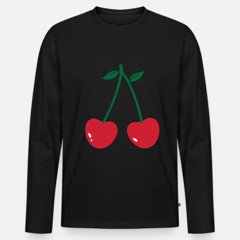 Kirsche - Männer Premium Bio Langarmshirt - Schwarz