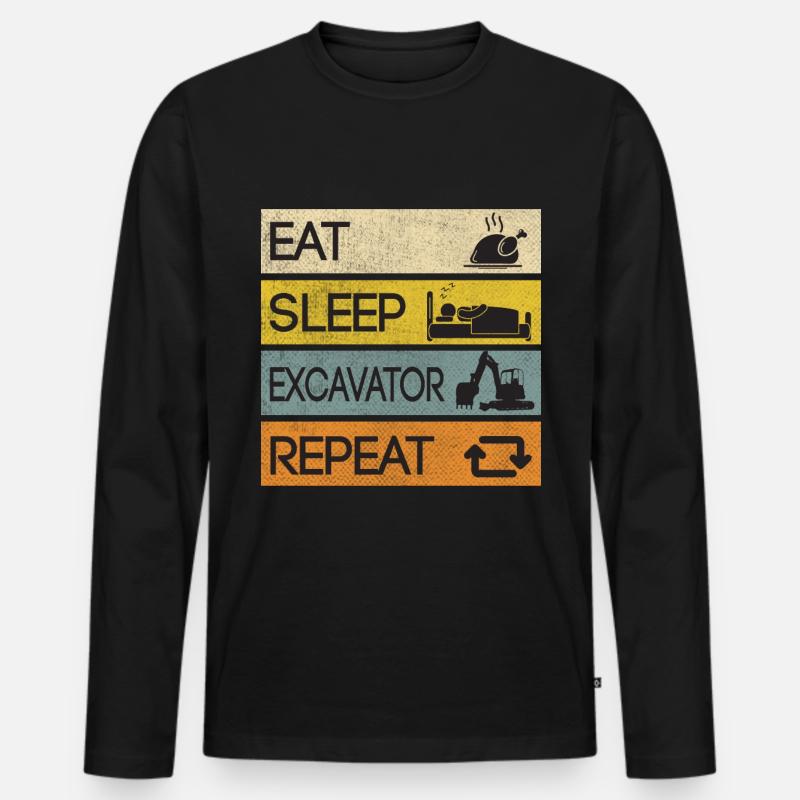 Bagger Baustelle Baggern Repeat - Männer Premium Bio Langarmshirt - Schwarz