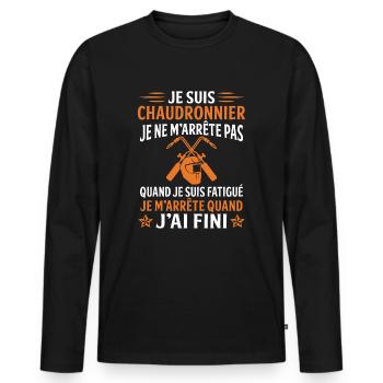 Je suis un chaudronnier cadeau soudeur - T-shirt manches longues Premium bio Homme - noir - Devant - Nico (187cm)