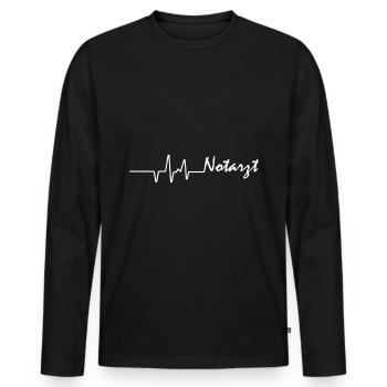 Urgences cardiaques - T-shirt manches longues Premium bio Homme - noir - Devant - Nico (187cm)