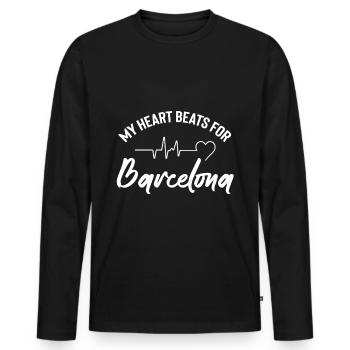 Barcelona Heartbeat Spain Spanish Spanish - Men's Premium Organic Long Sleeve Shirt - black - Front - Nico (187cm)